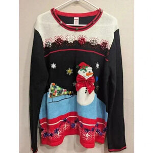 Women's Festive Christmas Snowman sweater by Holiday Time size XL